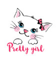 hand drawn cute cat isolated on white vector image