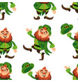 leprechaun cartoon character seamless pattern vector image vector image
