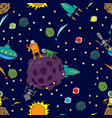 seamless background space rockets and ufos stars vector image