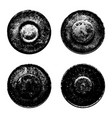 set of black stamp texture isolated on white vector image