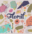 childish floral design with flowers plants vector image