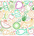 healthy food line icons seamless pattern vector image