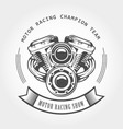motorcycle engine - chopper motor bike emblem vector image