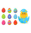 newborn chick hatch from shell and eggs set vector image