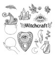 witchcraft set ouija planchette cauldron vector image
