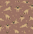 yoga dogs poses and exercises pug seamless pattern vector image