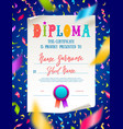 template of kids diploma vector image