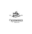 wood worker silhouette vintage logo vector image