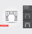 theater curtain line icon with editable stroke vector image