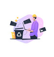 waste manager separation of on garbage cans vector image