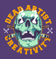 grunge style print with artist skull vector image