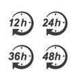 hour clock arrow icon 12h 24h 36h and 48h vector image vector image