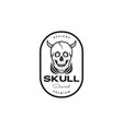 skull with horn smile line minimal badge vintage vector image vector image