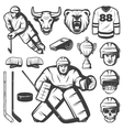 vintage hockey elements set vector image