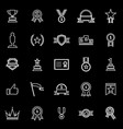 winner line icons on black background vector image vector image