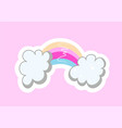 clouds with rainbow sticker vector image