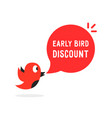 early bird discount offer with red bubble vector image vector image