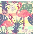 seamless pattern with flamingo birds vector image