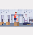 sports man doing box squat exercises guy jumping vector image