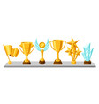 awards and trophy on shelf vector image