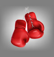 realistic red pair leather boxing gloves vector image