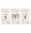 skulls roe deer goat and ram vector image vector image