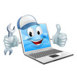 cartoon laptop computer repair mascot vector image vector image