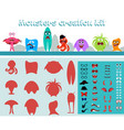 cute cartoon monster creation kit in flat style vector image