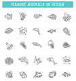 fish and wild marine animals in ocean vector image vector image