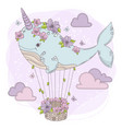 whale balloon birthday party animal vector image
