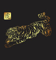 jumping tiger in traditional asian ink calligraphy vector image
