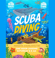 scuba diving flyer underwater landscape poster vector image
