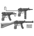 graphic silhouette submachine gun with ammo clip vector image