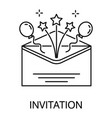 invitation in envelope balloons and stars vector image