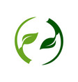 abstract circle green light dark leaf logo vector image