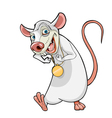 cartoon smiling white rat with a gold medal vector image
