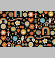 groovy hippie 1970s background funny cartoon vector image