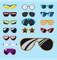fashion set sunglasses accessory sun spectacles vector image
