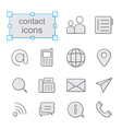 thin line icons set contact vector image