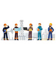 builders construction site of oil factories vector image vector image