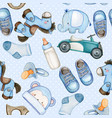 watercolor baby seamless pattern with toys vector image vector image