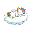 cute little unicorn sweet dreams print sleep vector image