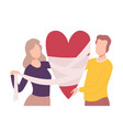 young man and woman bandaging broken heart people vector image