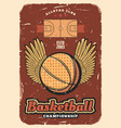basketball sport ball with wings retro poster vector image vector image