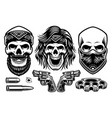 a set of gangster skulls vector image vector image