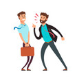 big angry boss screaming out on employee cartoon vector image vector image