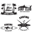 set vintage surfing graphics and emblems vector image