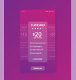 banner for tariffs with prices mobile template vector image vector image