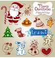 christmas doodle icons vector image vector image