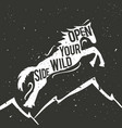 white jumping horse and mountains vector image
